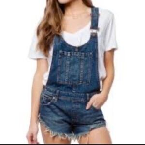 We The Free Women's Blue Denim Bib Overalls